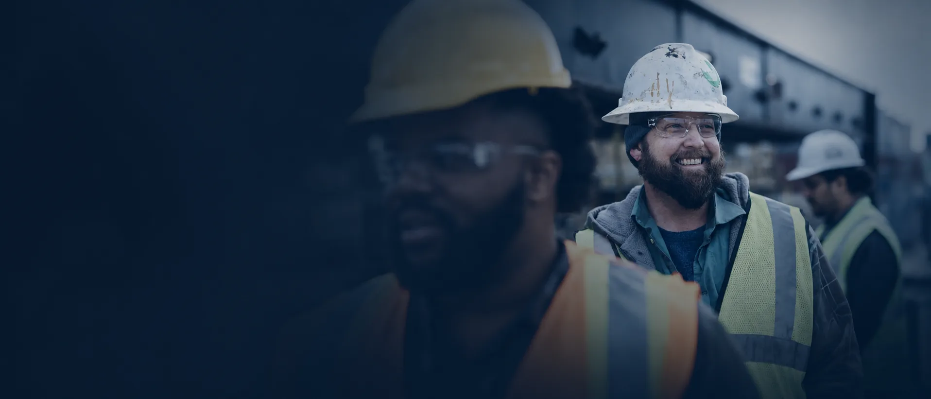 Skilled trades workers on a construction site