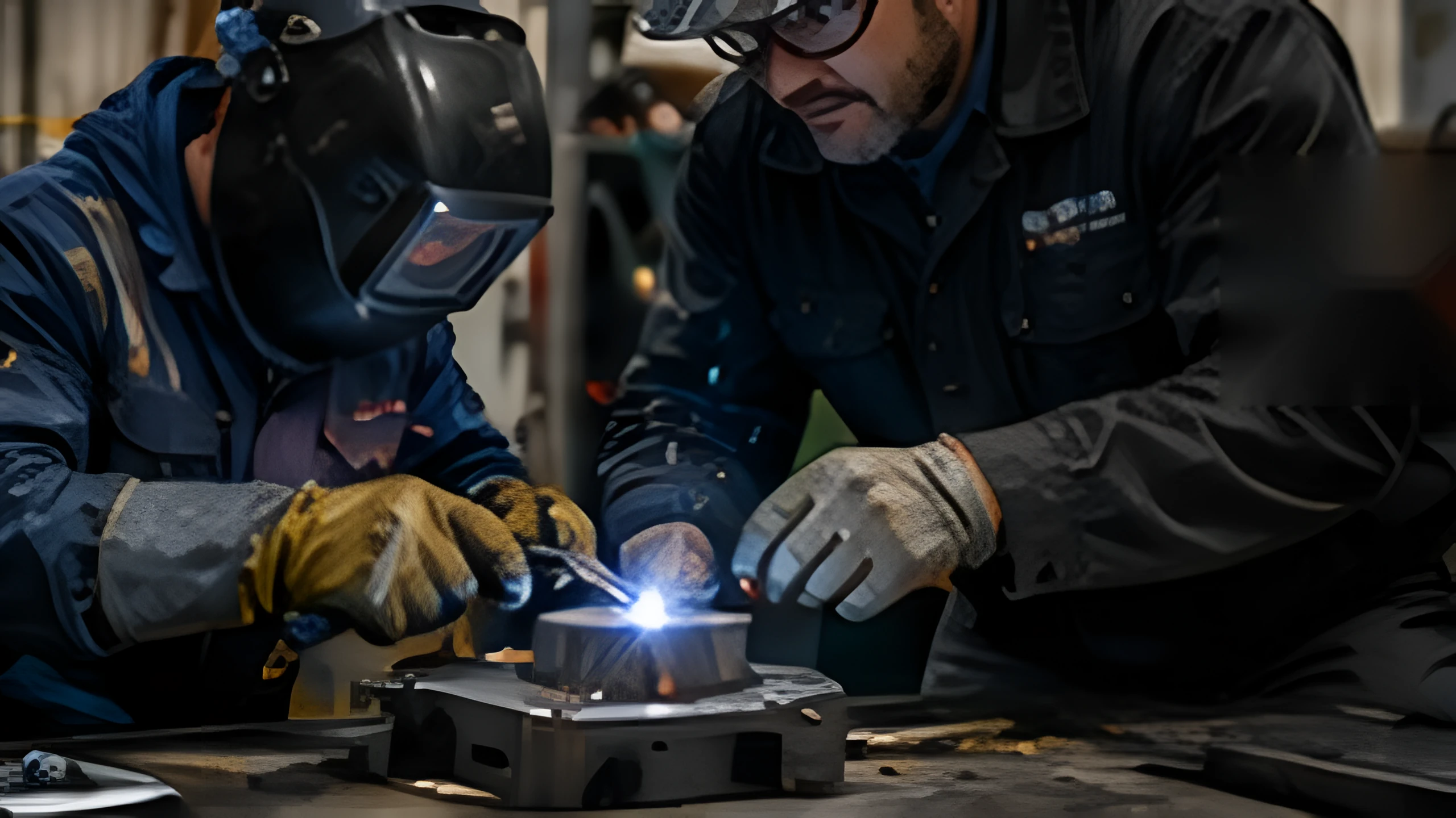 Instructor guiding a trainee through hands-on trade training